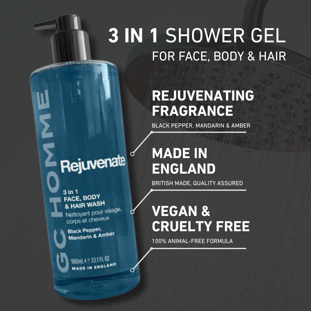 GC HOMME:  Rejuvenate- 3 in 1 Face, Body & Hair Wash